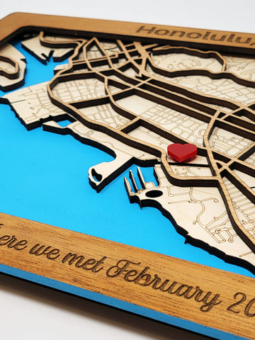 Laser-Cut Map - Rectangular